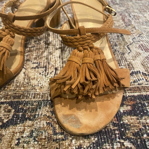 Stuart Weizmann Tasselmania suede City Sandals size 7.5 - Picture 3 of 6